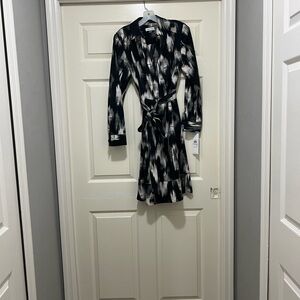 Calvin Klein Black and White Patterned Dress